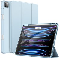 JETech Case for iPad Pro 12.9-Inch (6th/5th Generation, 2022/2021 Model) with Pencil Holder, Support 2nd Pencil Charging, Slim Tablet Cover with Soft TPU Back, Auto Wake/Sleep (Light Blue)