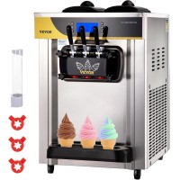 Vevor Commercial Ice Cream Maker 2230Lh Yield 2200W Countertop Soft Serve Machine W 2X6L Hopper 2L Cylinder Lcd Panel Puffi