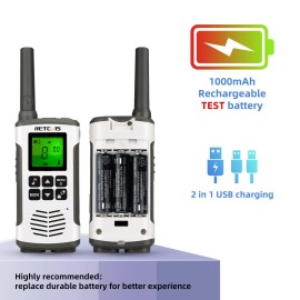 Retevis Rt45 Walkie Talkies For Adults Long Range Walkie Talkie Rechargeable Frs Radios With Battery Noaa Flashlight Sos For